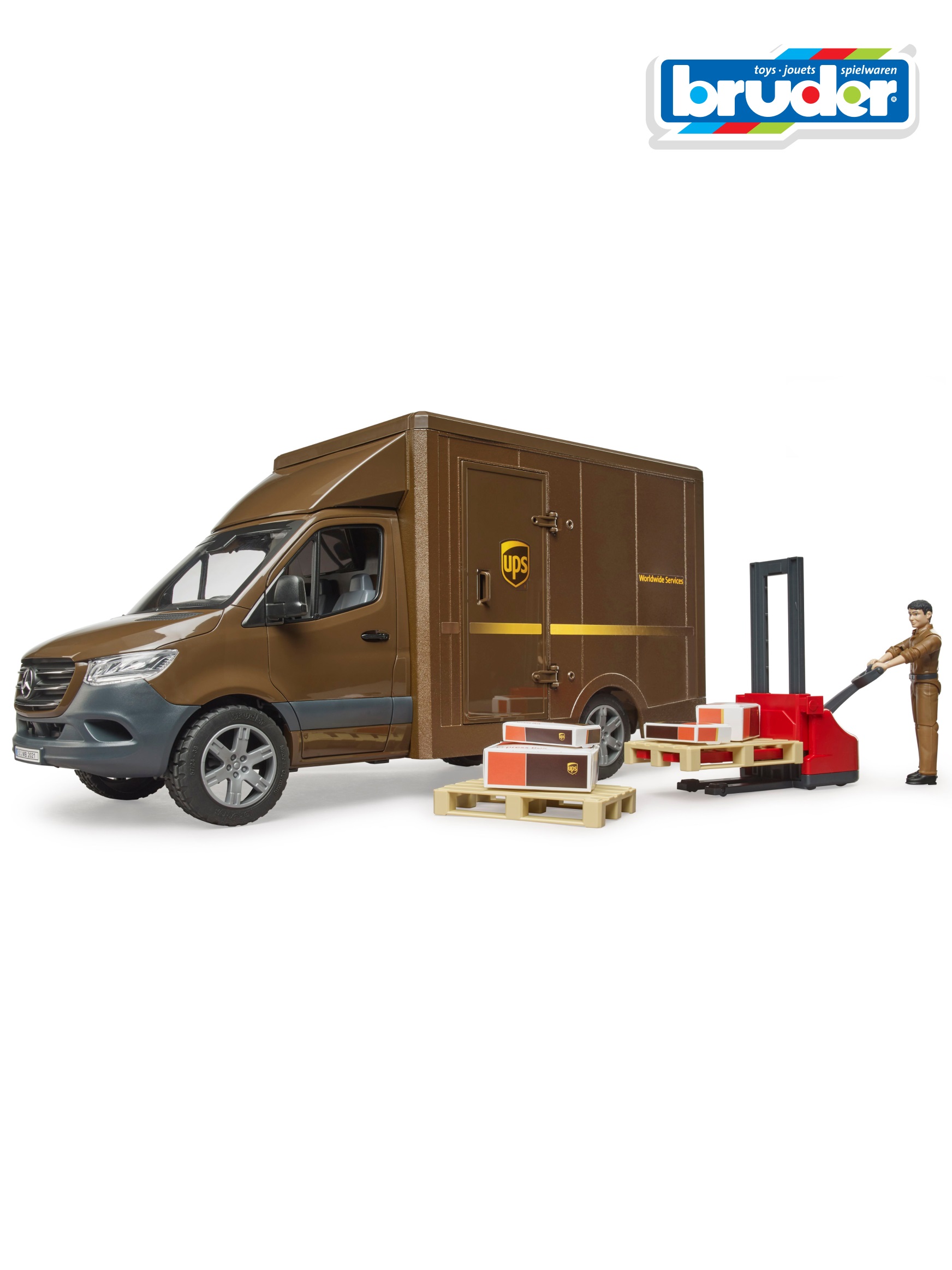 Грузовик Bruder Mercedes Служба доставки с водителем 02-678 - фото 1