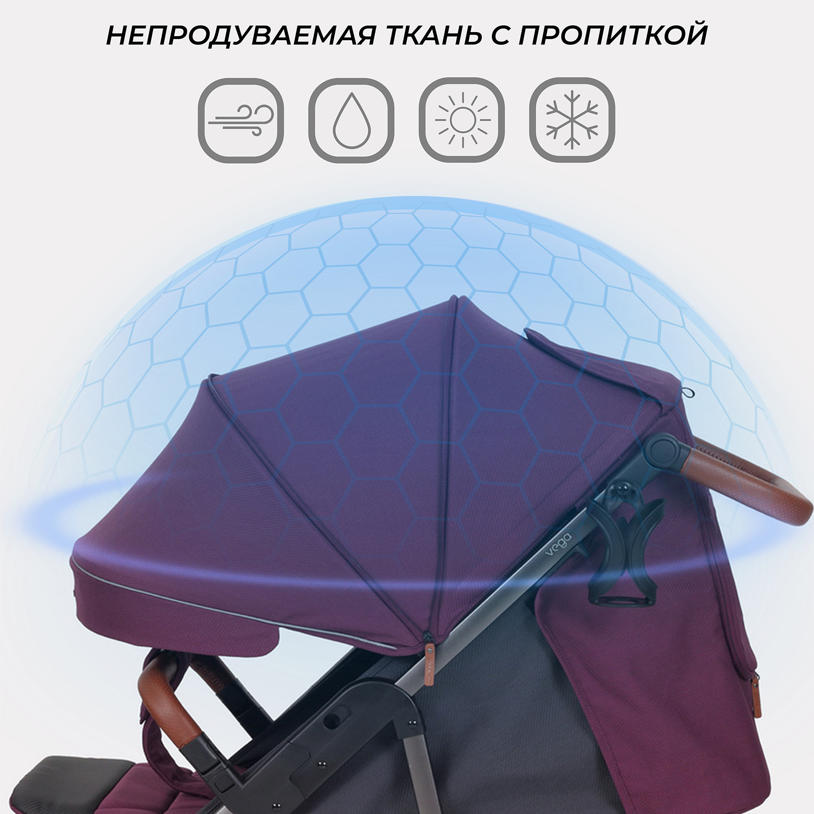 Коляска прогулочная Rant VEGA фиолетовый - фото 5