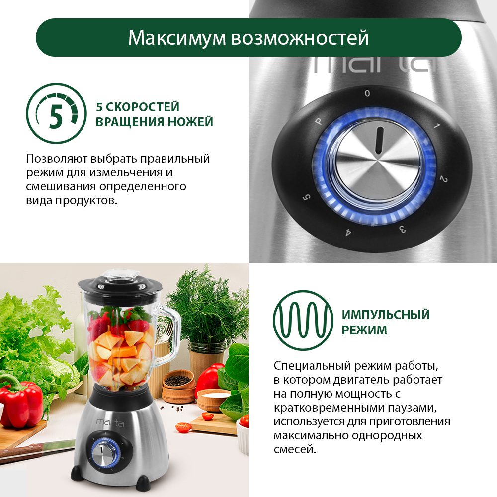 Блендер стационарный MARTA MT-1595 - фото 4