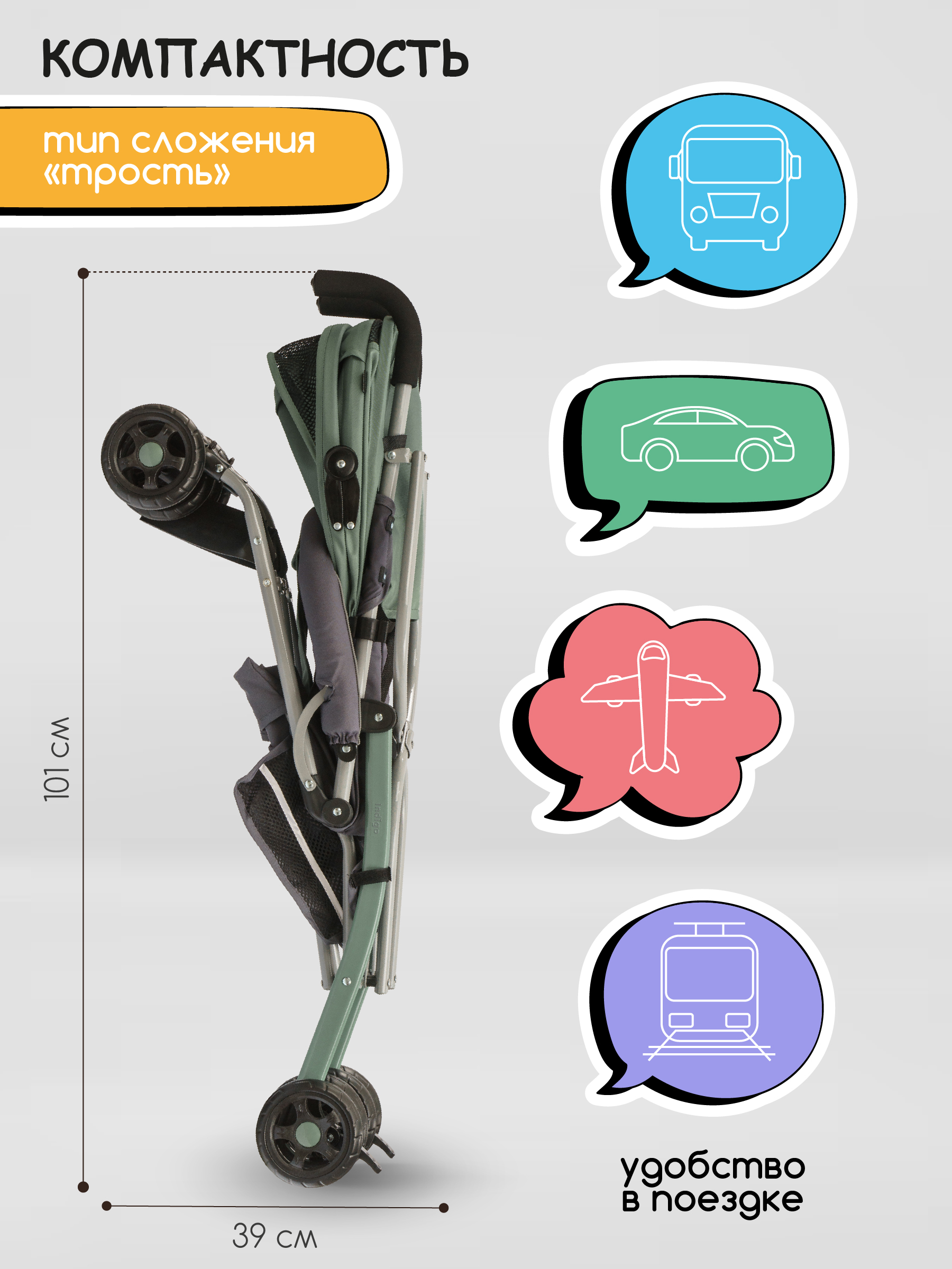 Коляска прогулочная Indigo Bono зеленый - фото 7