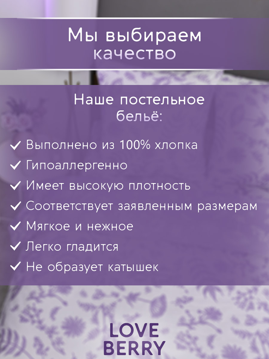 Комплект постельного белья LOVEBERRY Лаванда семейный 5 предм. - фото 16