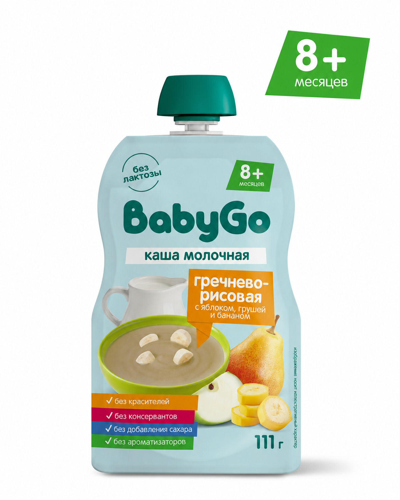 Каша BabyGo молочная гречнево-рисовая с фруктами - фото 1