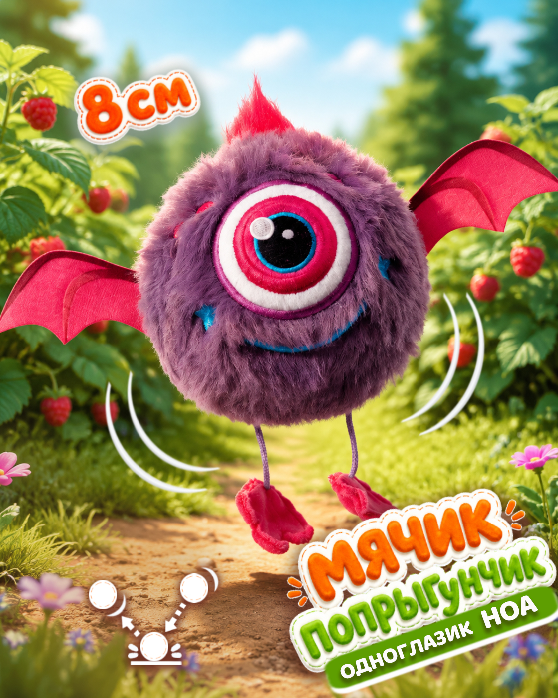 Мягкая игрушка Bouncibles попрыгунчик летучая мышь 8 см - фото 1