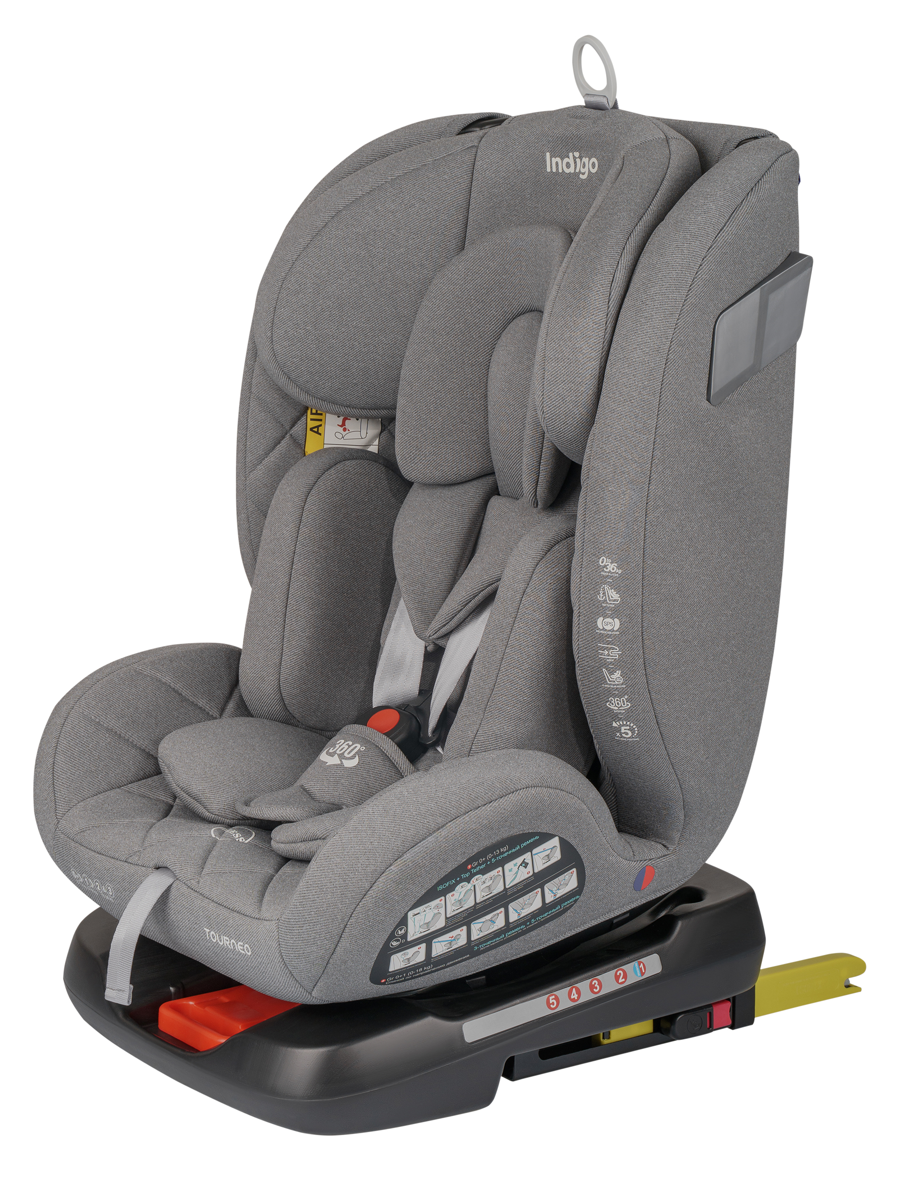Автокресло Indigo Tourneo S Isofix 0+/1/2/3 (0-36 кг) серебряный - фото 16