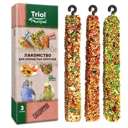 Лакомство для волнистых попугаев Triol 80г Original ассорти 3шт