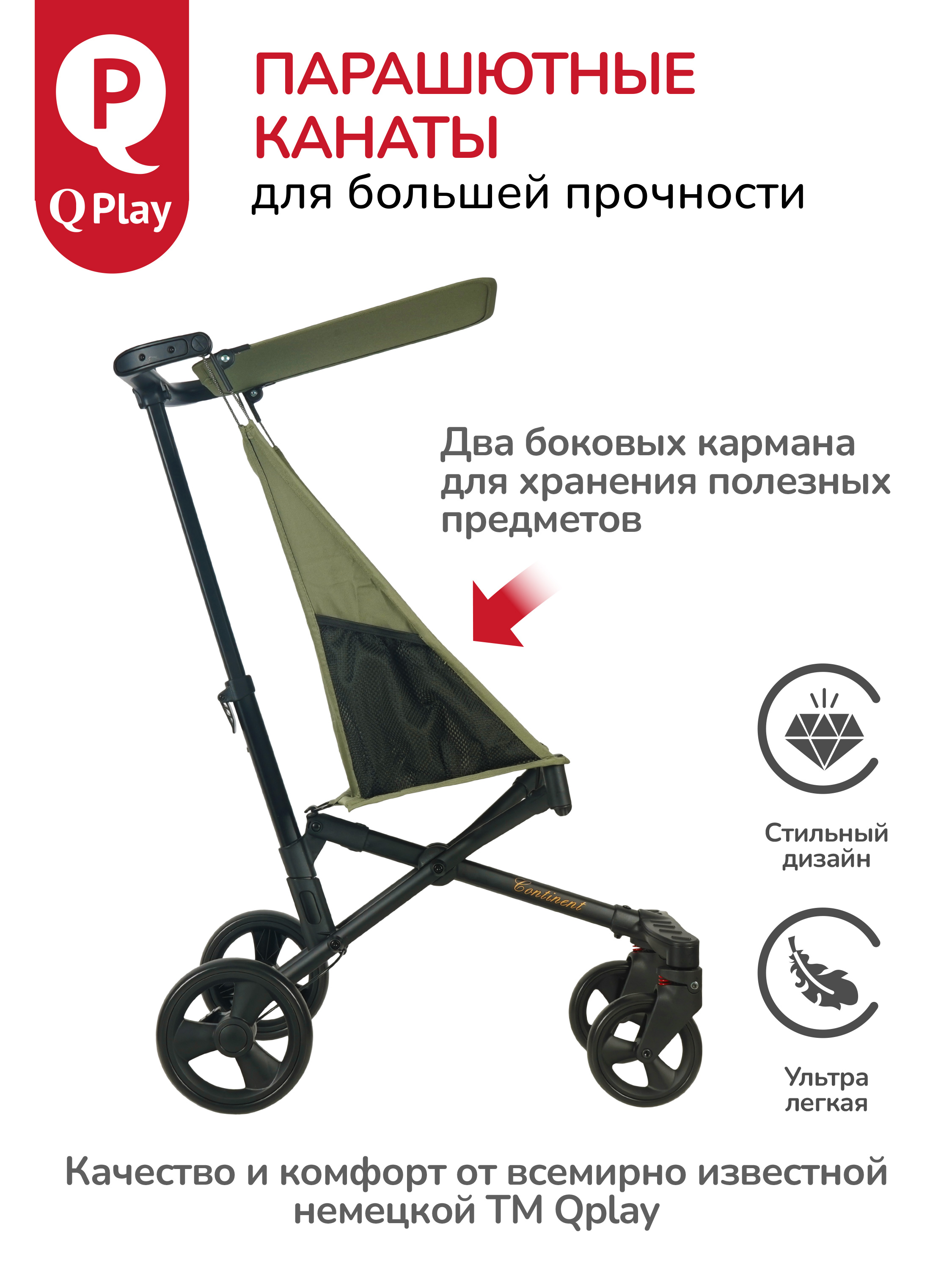 Коляска прогулочная QPLAY хаки - фото 3