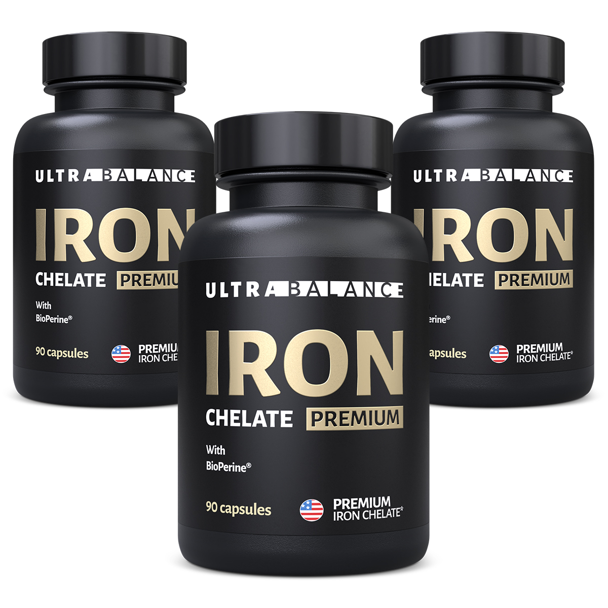 Железо хелатное премиум UltraBalance Iron Chelated Premium with BioPerine витамины хелат с пиперином 270 капсул - фото 1