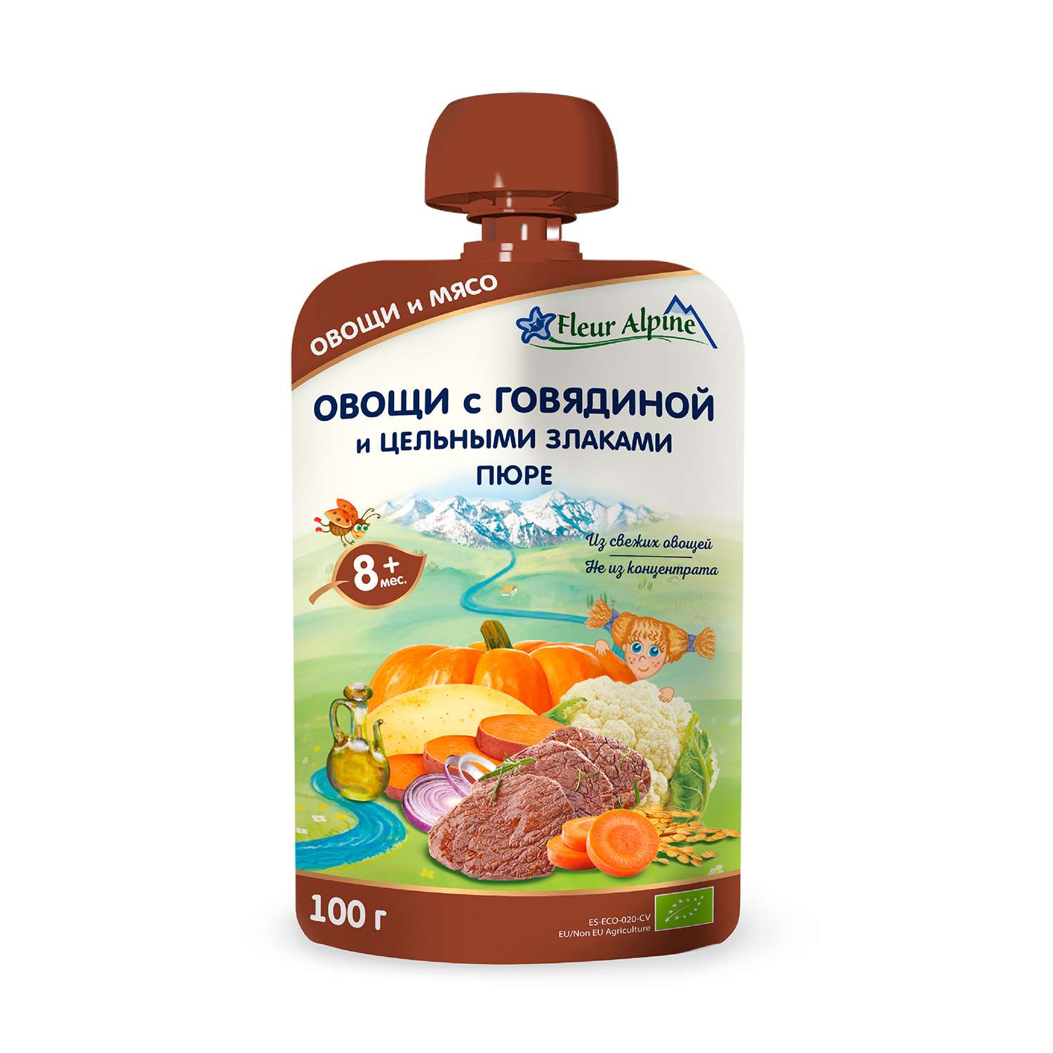 Пюре Fleur Alpine овощи-говядина-цельные злаки 100г с 8месяцев - фото 1