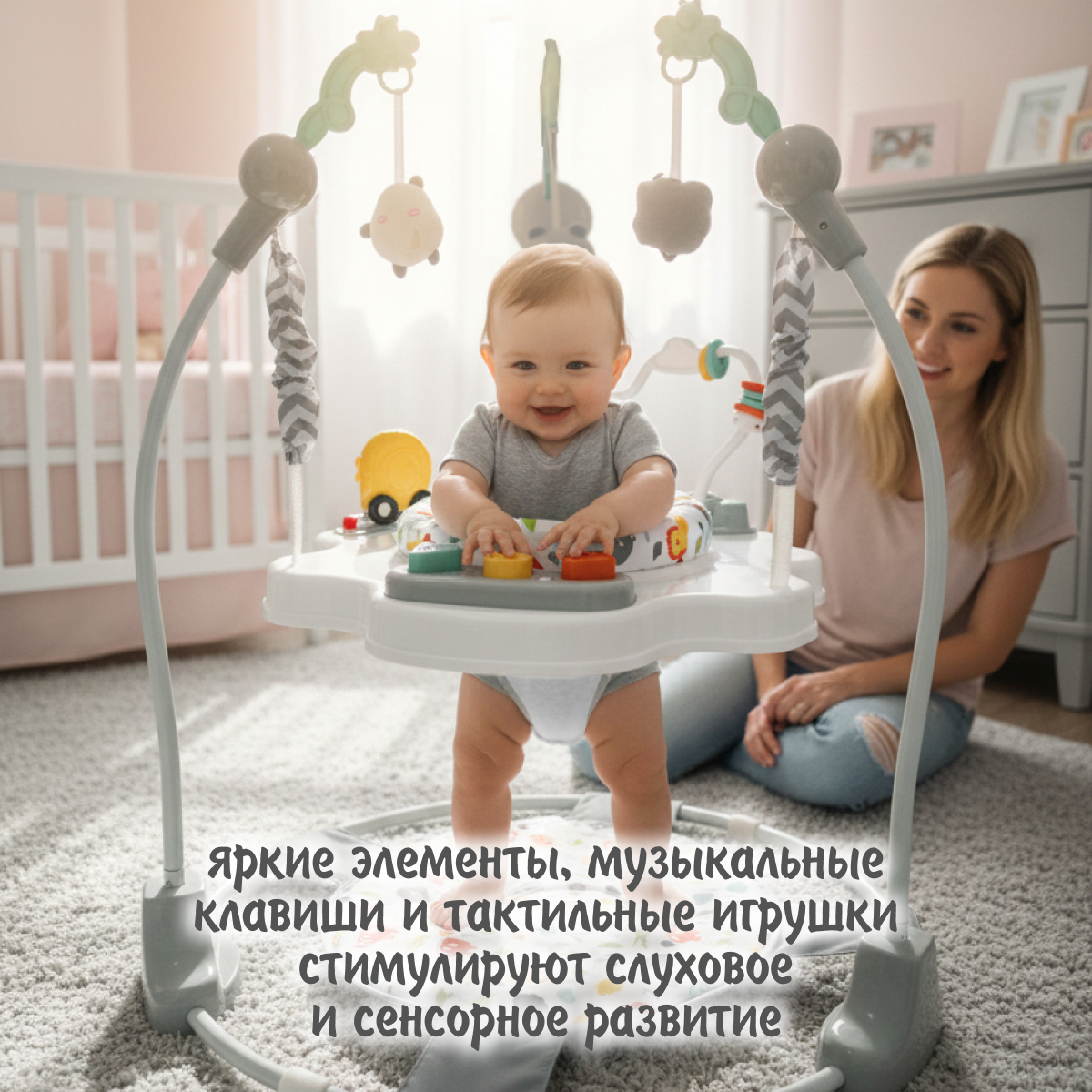 Прыгунки подвесные Bubago серый - фото 5