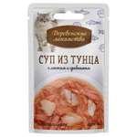 Корм для кошек Деревенские лакомства суп из тунца с лососем и гребешком пауч 35г