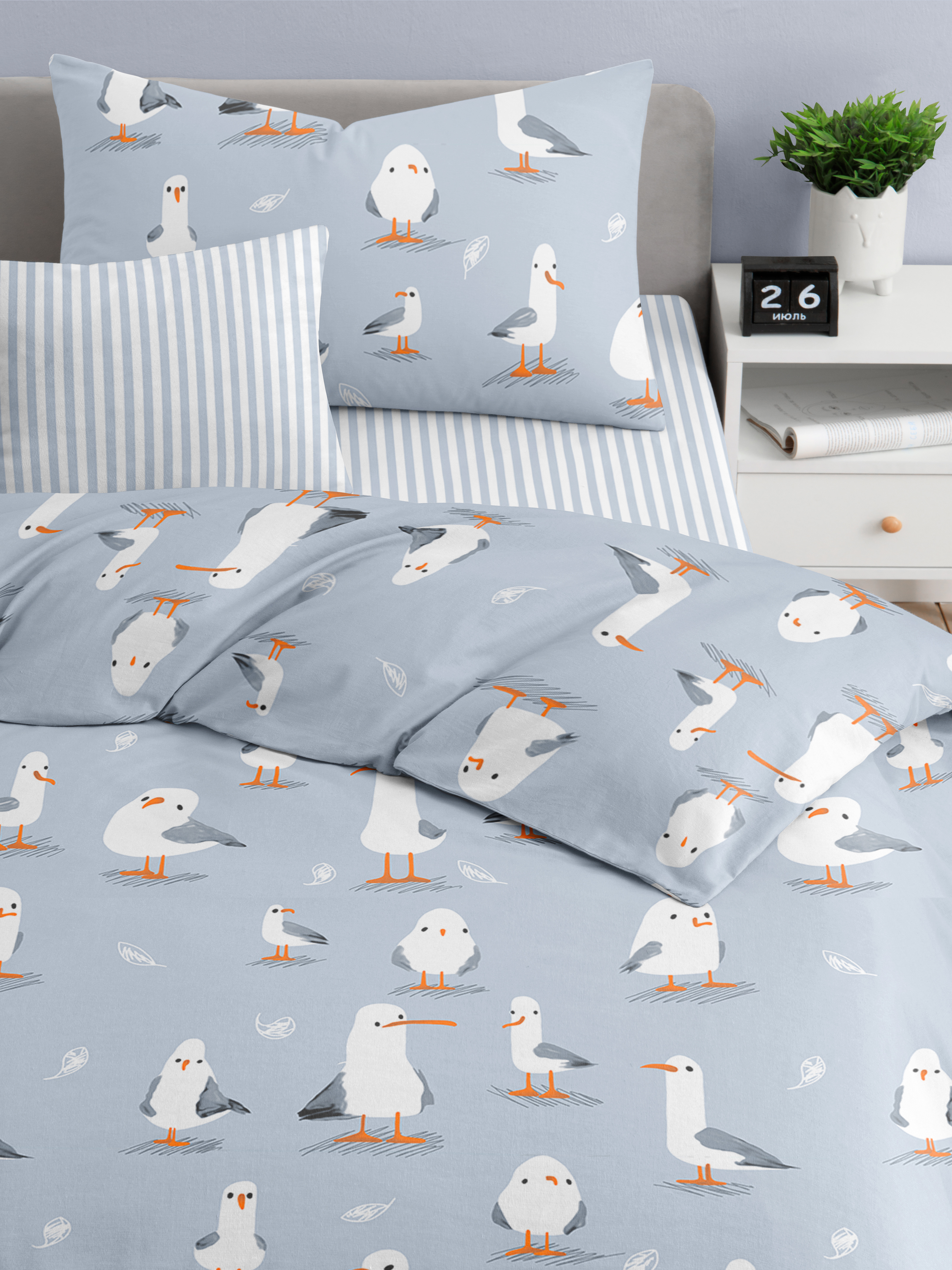 Комплект постельного белья Ночь Нежна Чайка полутораспальный 3 предм. - фото 7