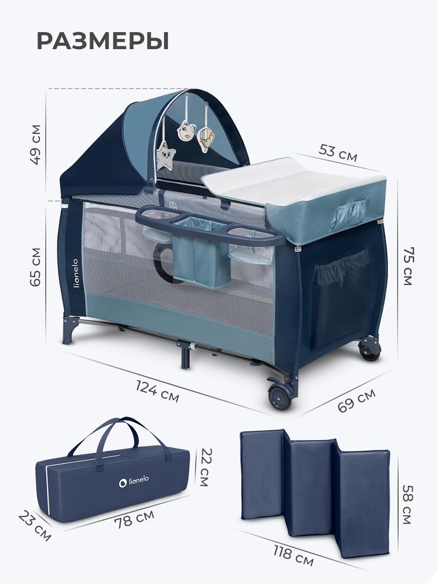 Кровать манеж Lionelo Sven Plus Blue Navy LO-SVEN PLUS BLUE NAVY - фото 9