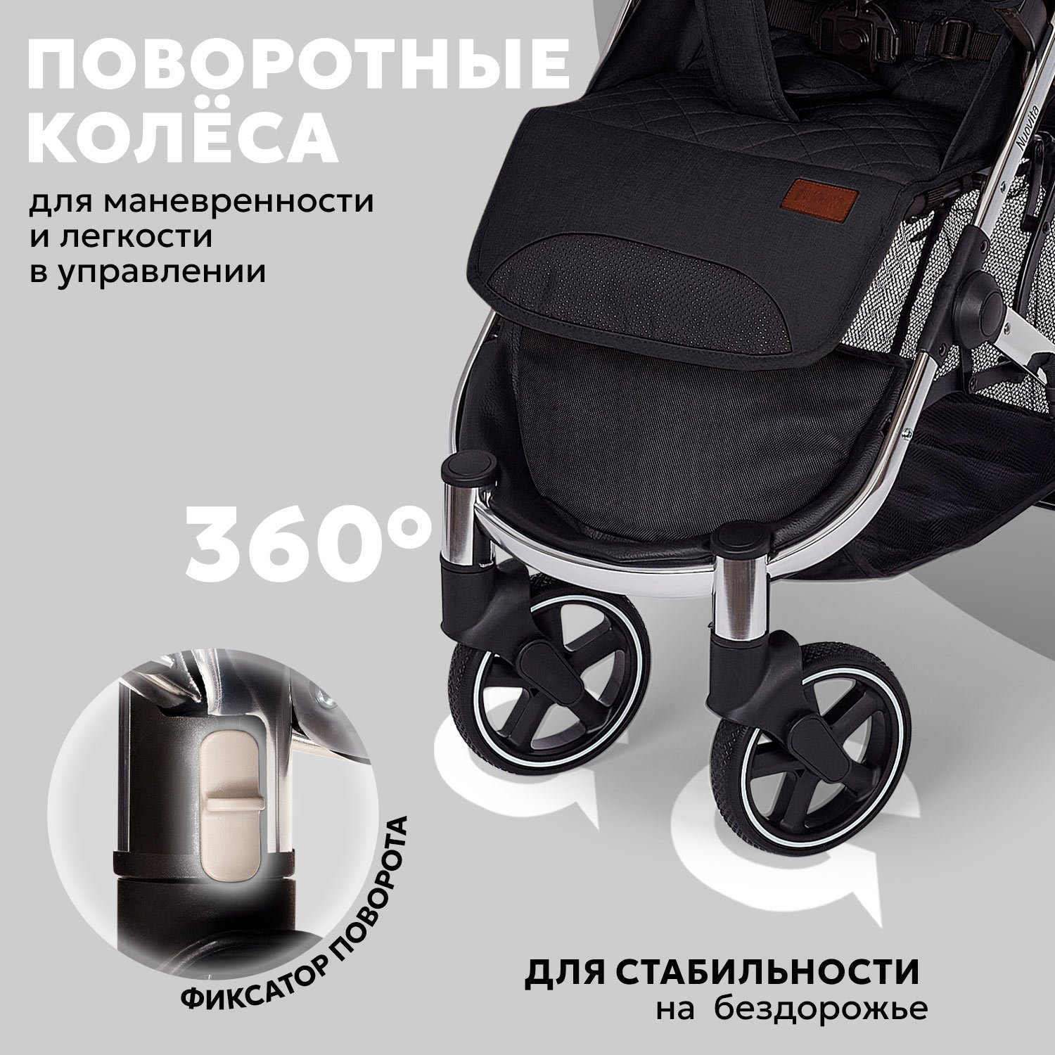 Коляска прогулочная Nuovita Snello Plus черный - фото 15