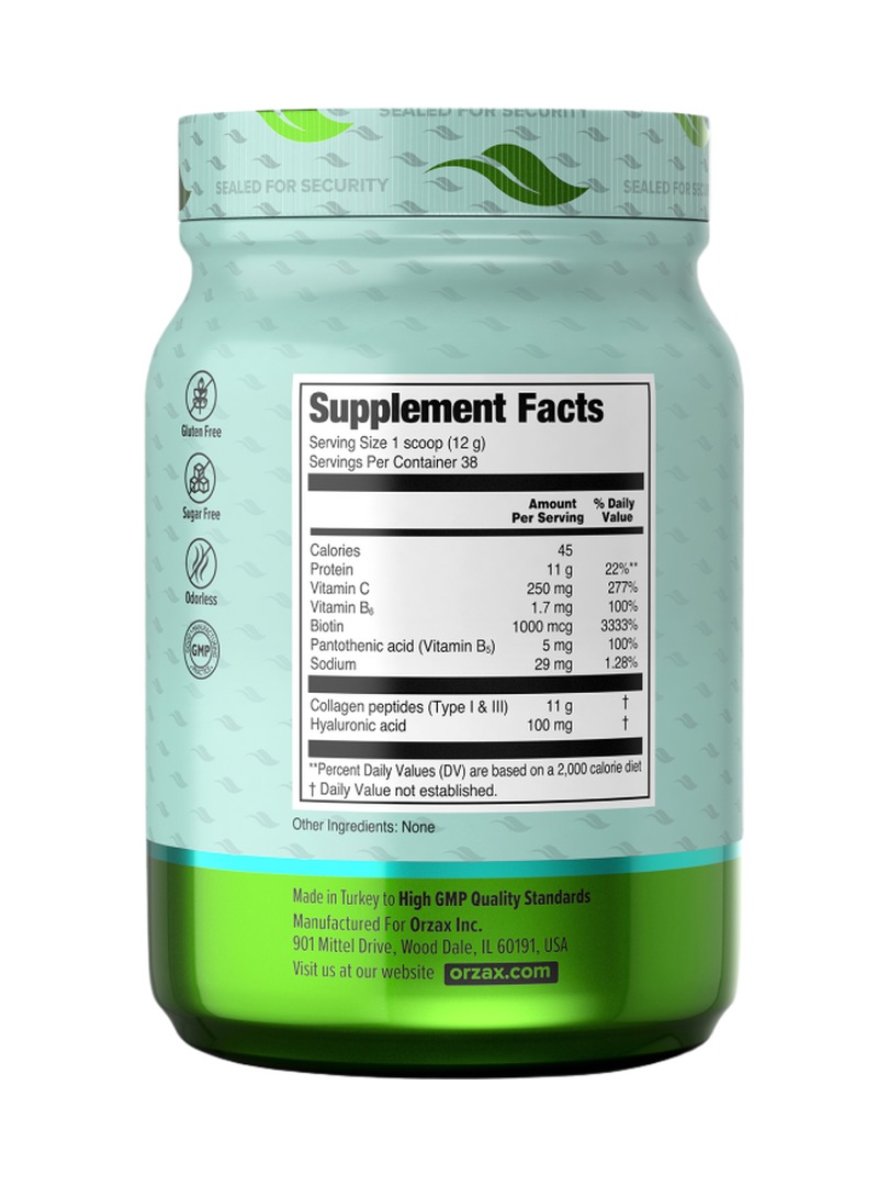 Коллаген с витамином С ORZAX Collagen Peptides порошок 454 г - фото 2