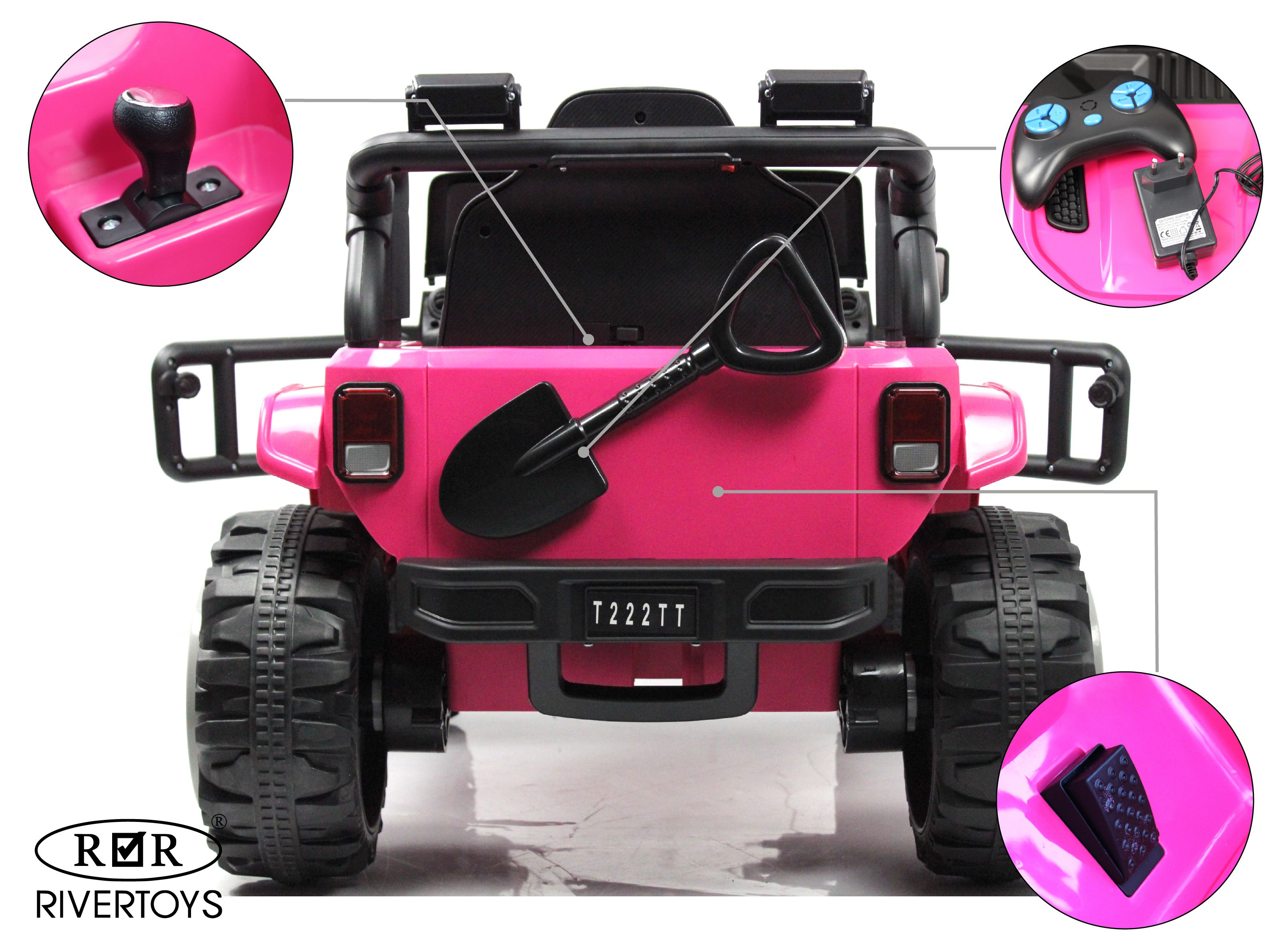 Электромобиль RIVERTOYS T222TT-4WD-PINK С пультом ДУ - фото 4