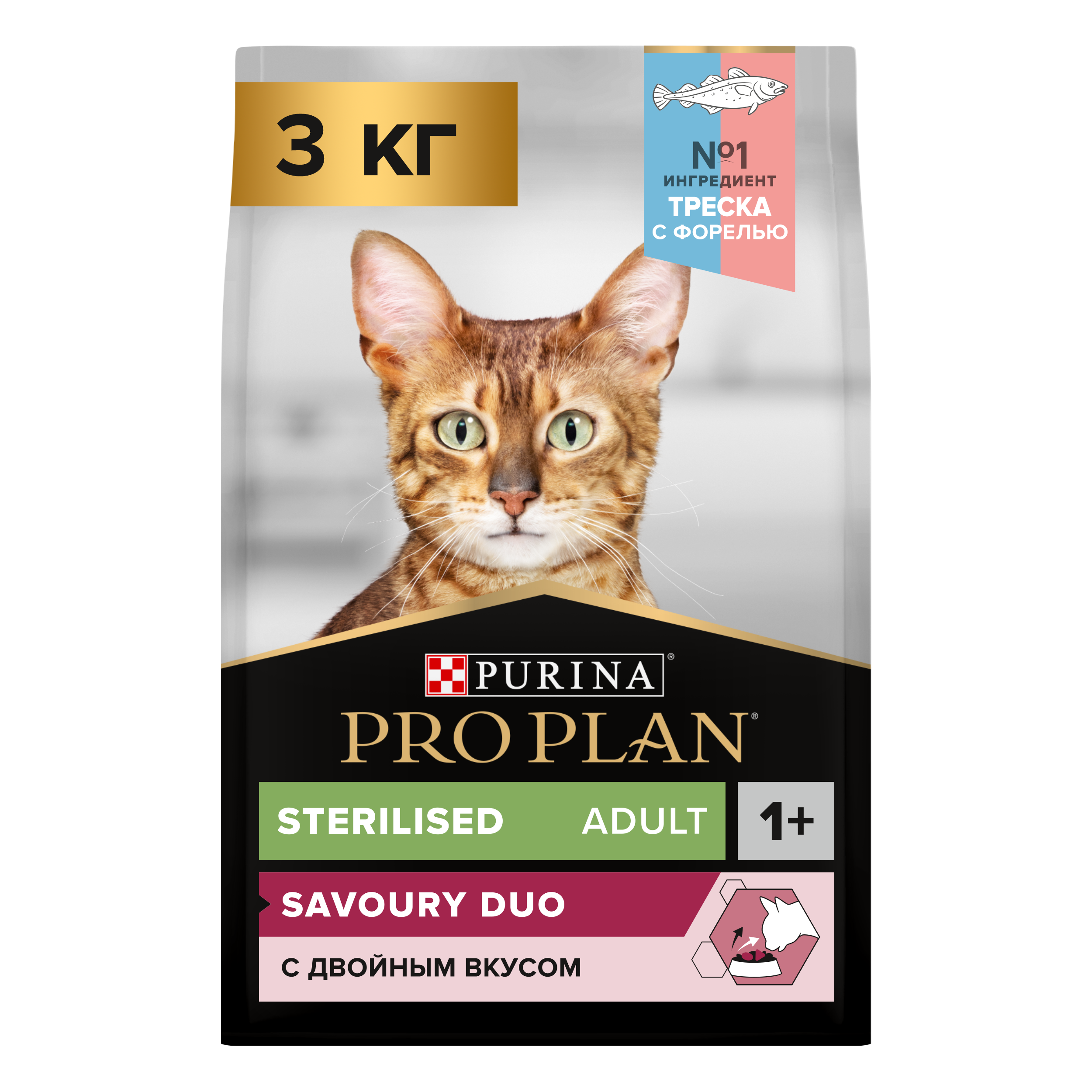 Корм для кошек PRO PLAN стерилизованных форель и треска 3кг - фото 2
