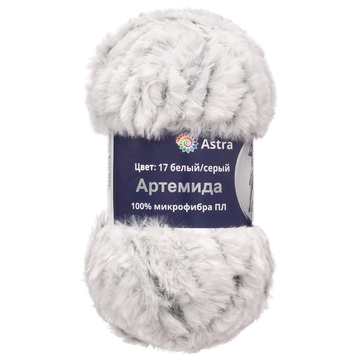 Пряжа Astra Premium Артемида с густым пушистым ворсом 100 г 60 м 17 белый/серый 3 мотка - фото 7