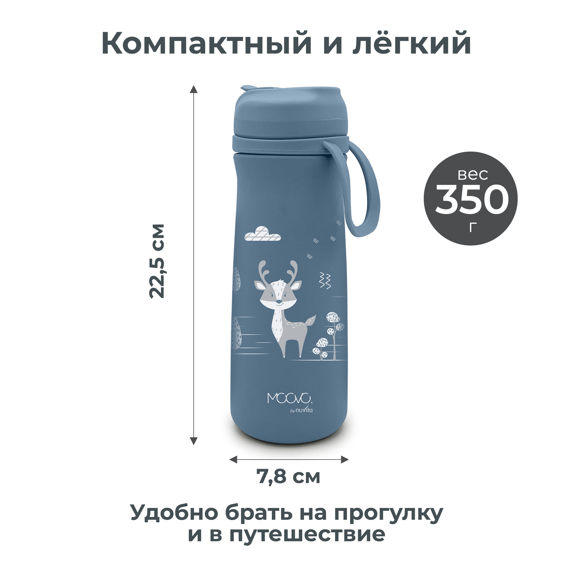 Термос-поильник детский Nuvita с мягким носиком 500 мл синий - фото 7