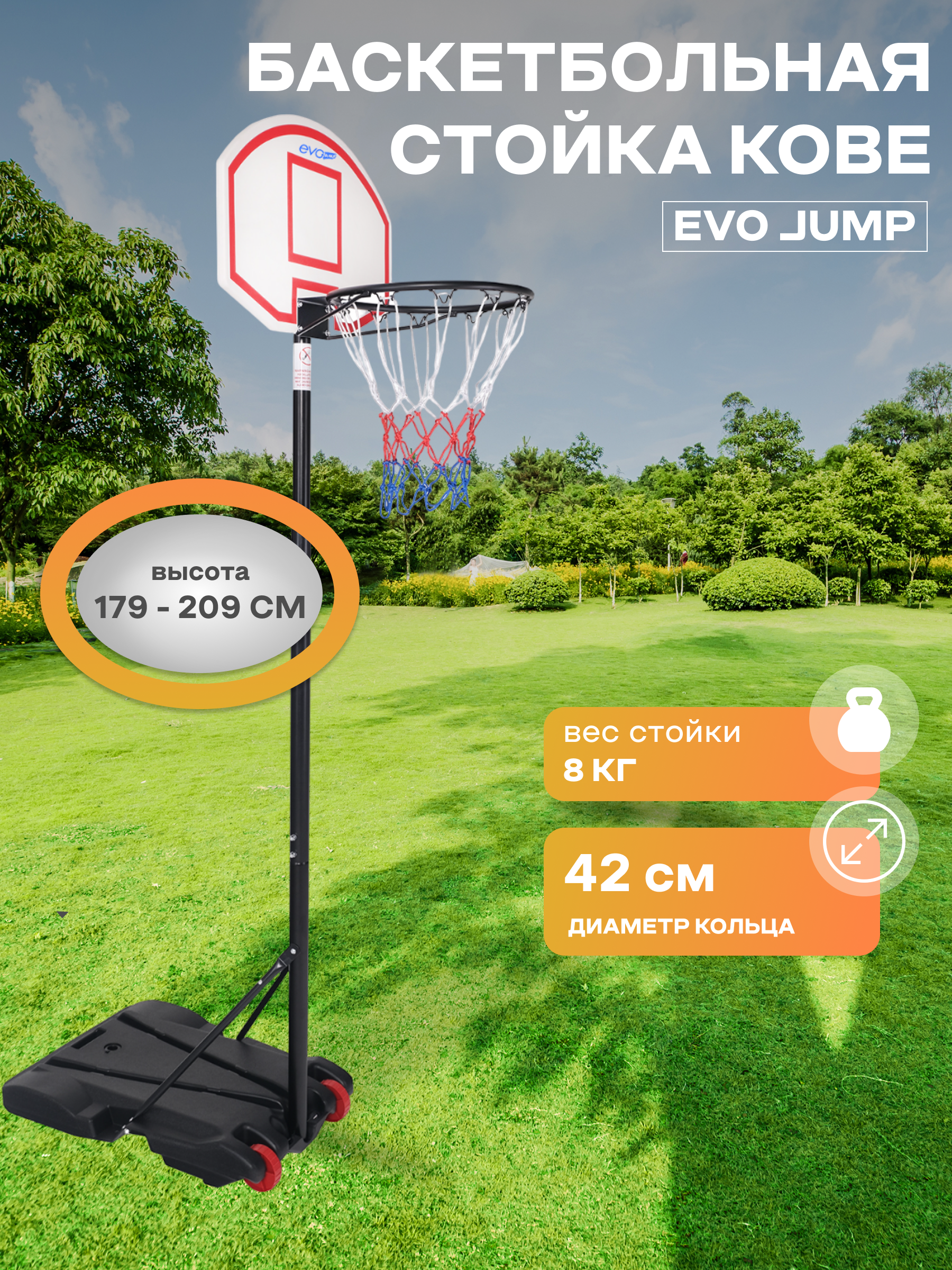 Баскетбольная стойка EVO jump мобильная детская - фото 1