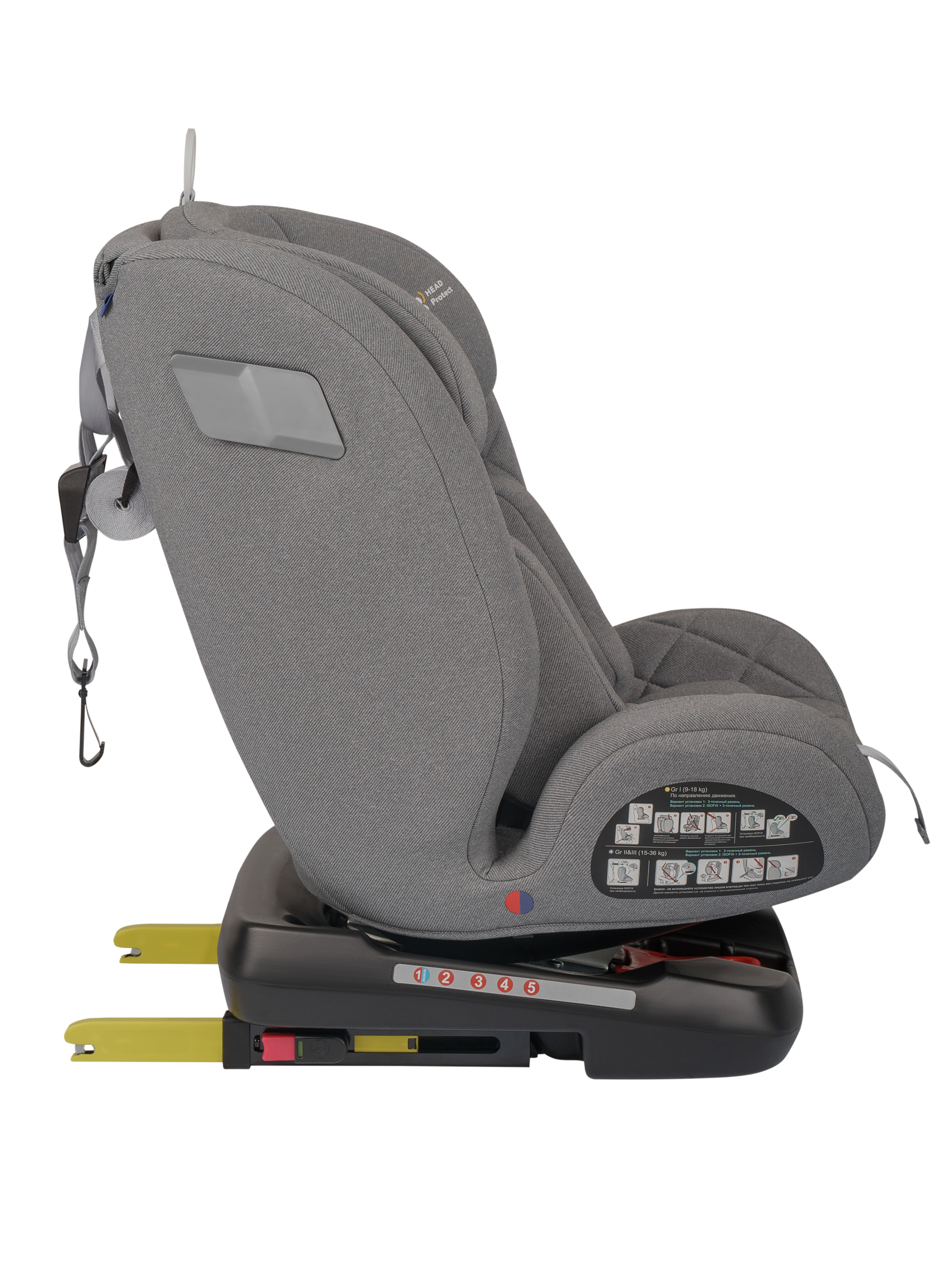 Автокресло Indigo Tourneo S Isofix 0+/1/2/3 (0-36 кг) серебряный - фото 20