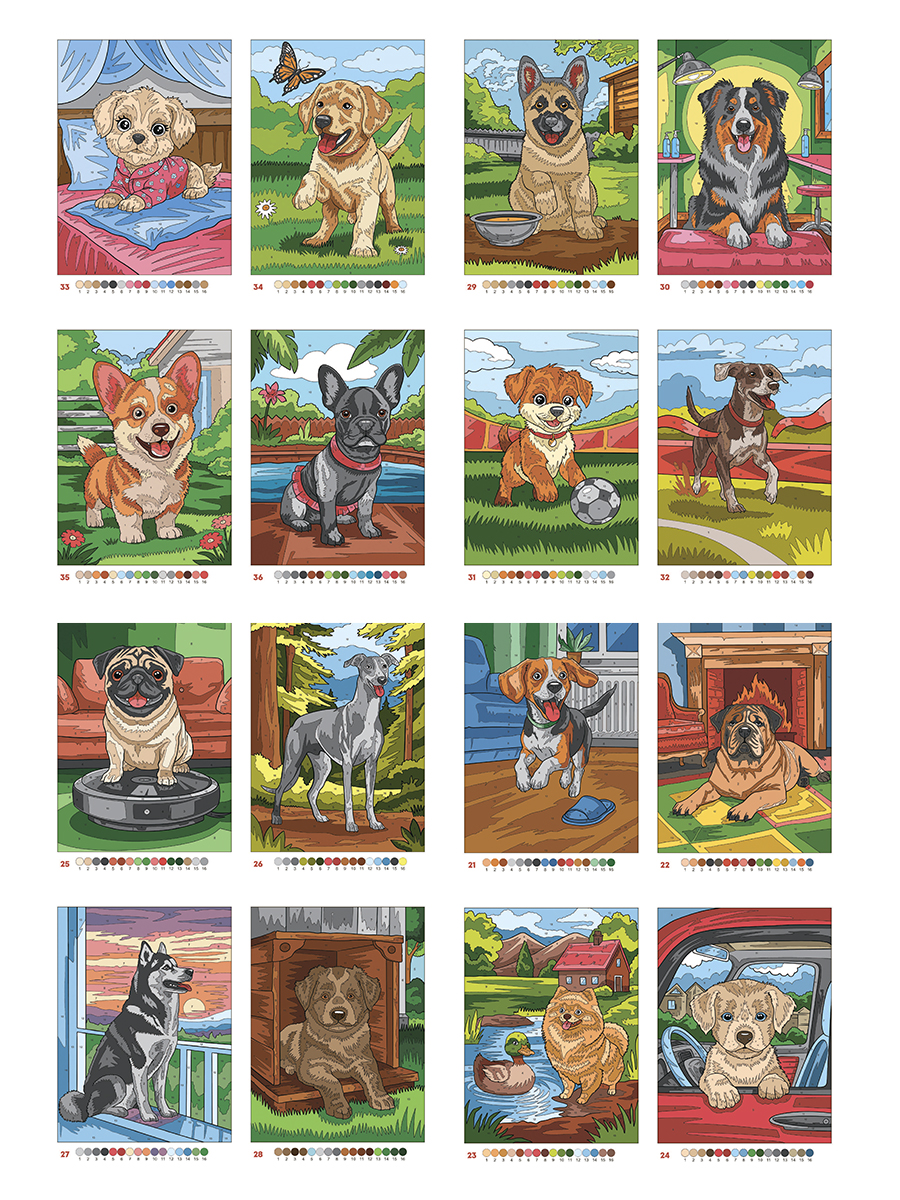 Раскраска по номерам Проф-Пресс большая Собачки 100 сюжетов - фото 12