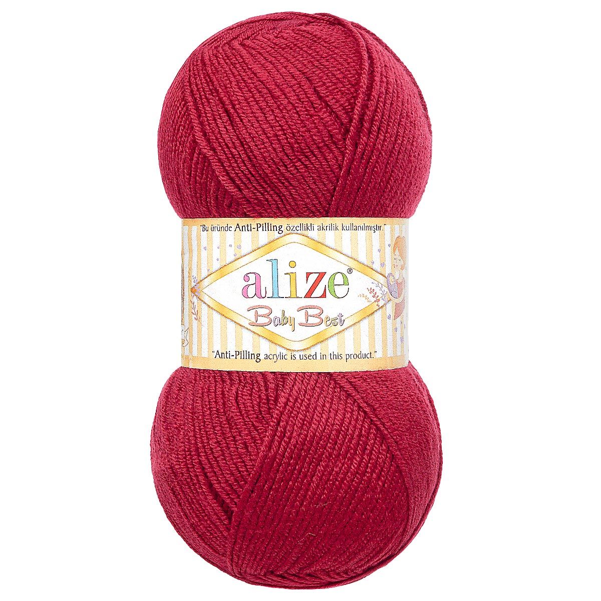 Пряжа для вязания Alize baby best бамбук акрил с эффектом антипиллинг 100 г 240 м 390 вишневый 5 мотков - фото 4