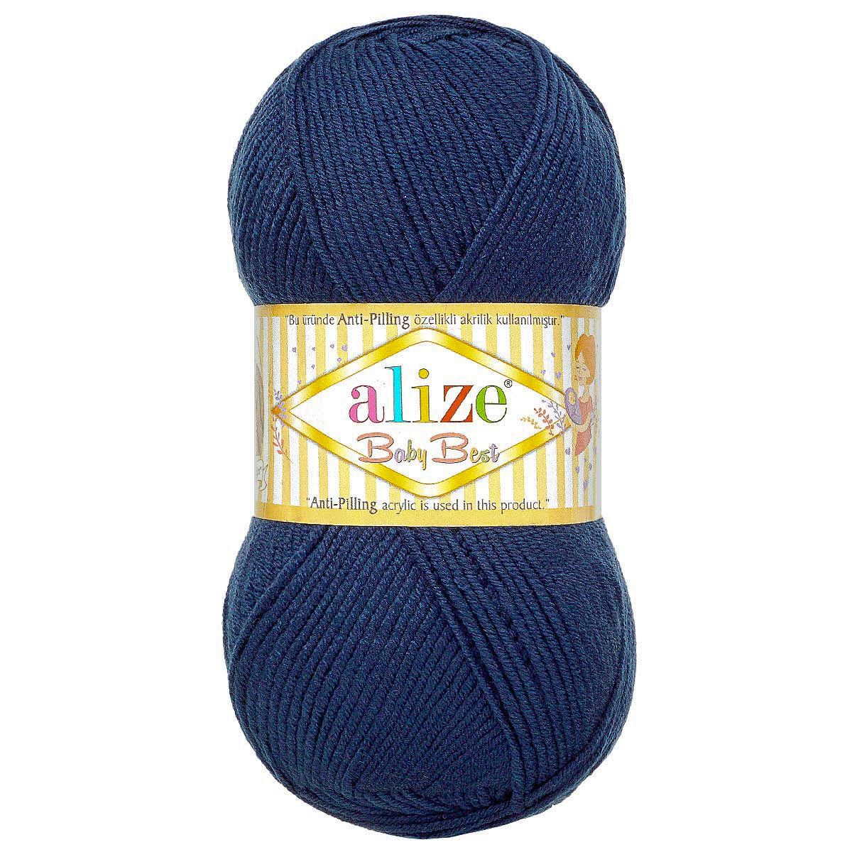 Пряжа для вязания Alize baby best бамбук акрил с эффектом антипиллинг 100 г 240 м 58 темно-синий 5 мотков - фото 4