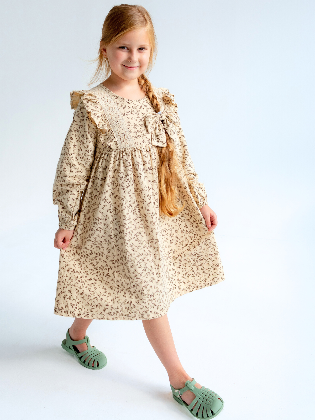 Платье MOUN платье_фланель/кружево_осень/беж - фото 13