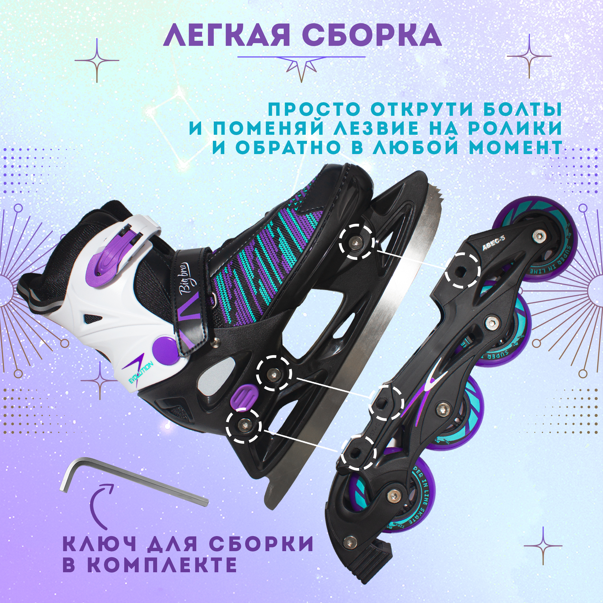 Роликовые коньки BIG BRO 29-32 - фото 4