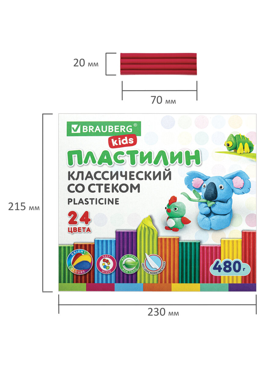 Пластилин Brauberg 24 цв. - фото 9