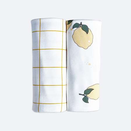 Пелёнка Mjolk Лимоны Клетка трикотаж 85х120 см 2 шт.