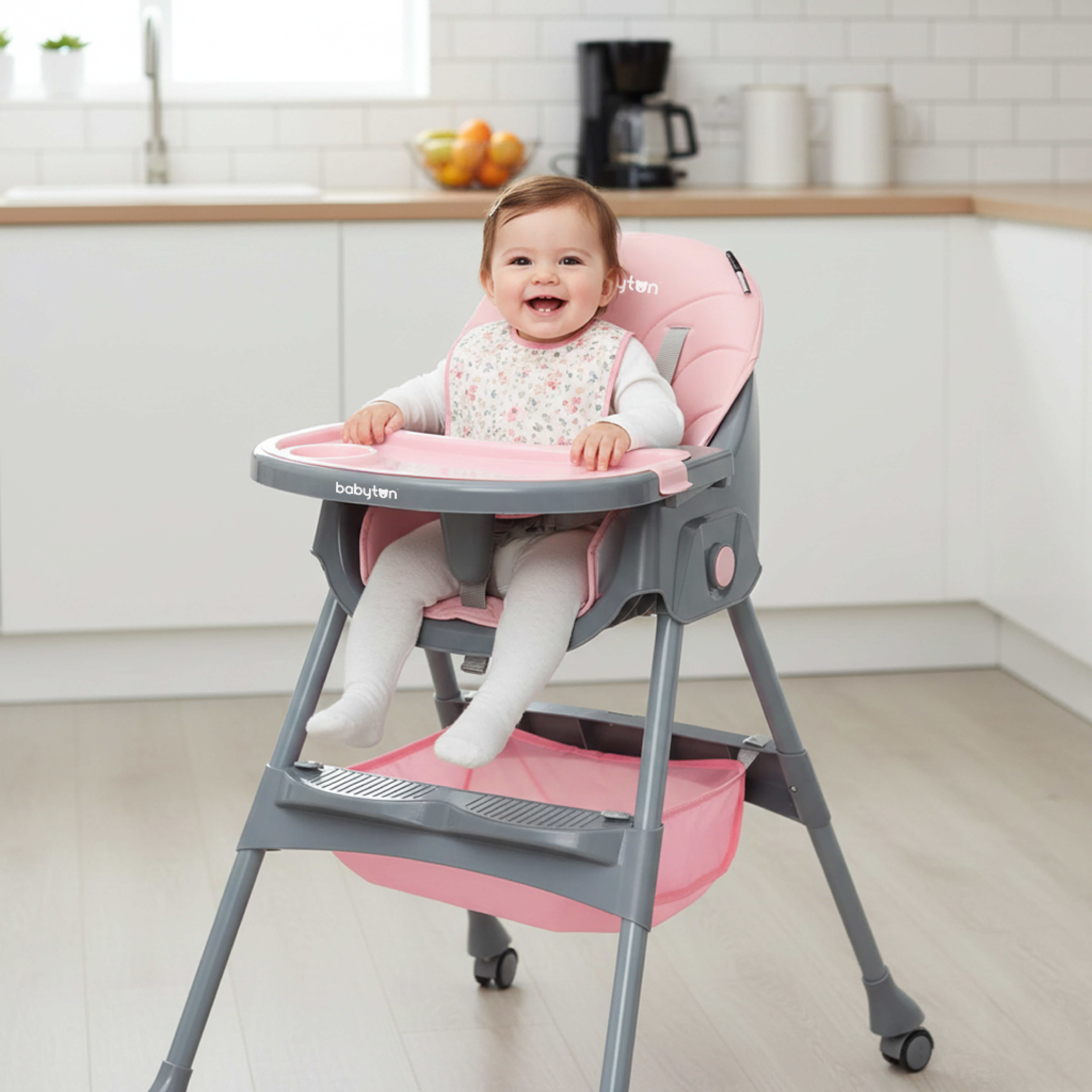 Стульчик для кормления Babyton Bueno Grey розовый - фото 2