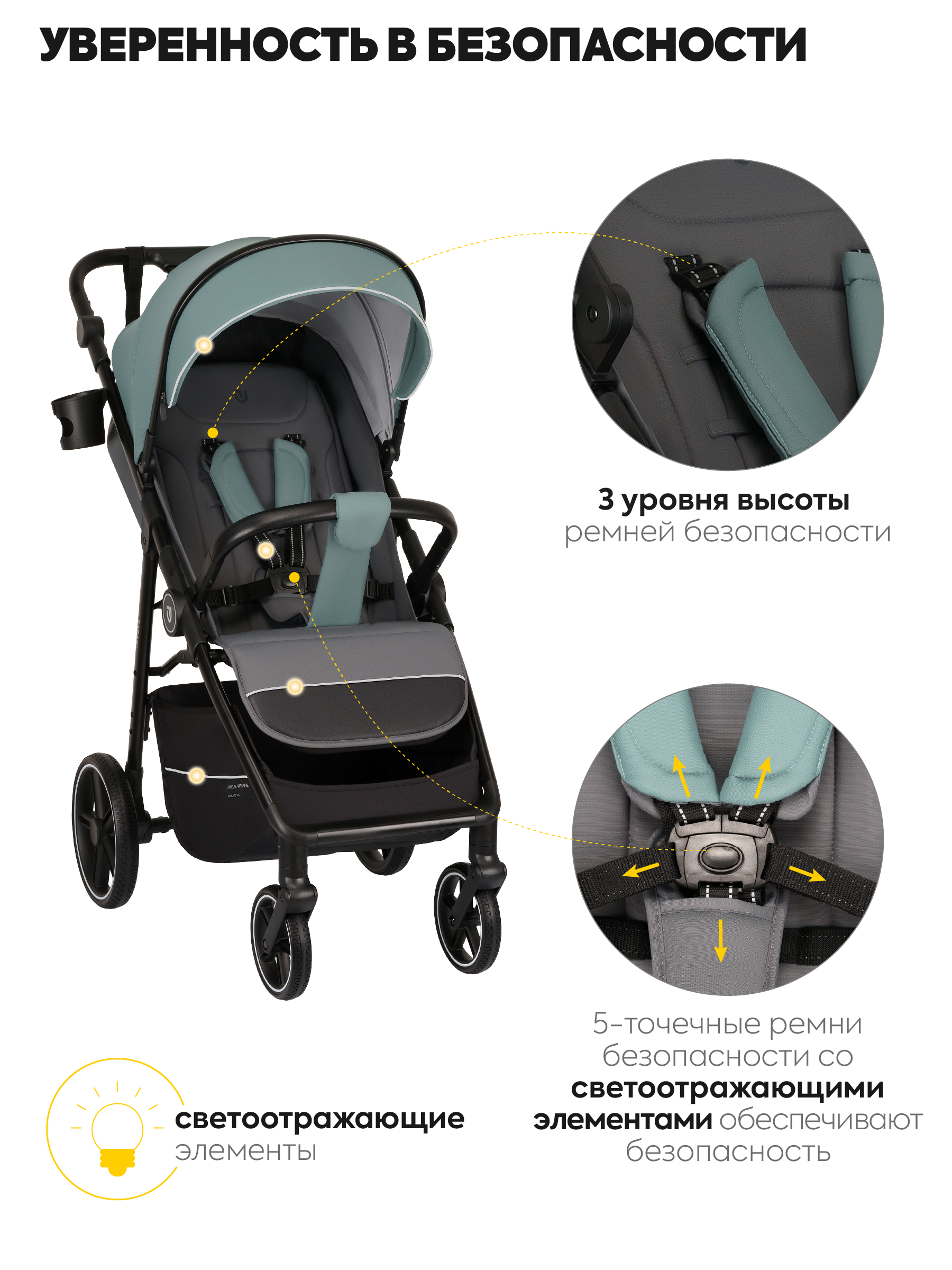 Коляска прогулочная JOVOLA Зеленый зеленый - фото 3
