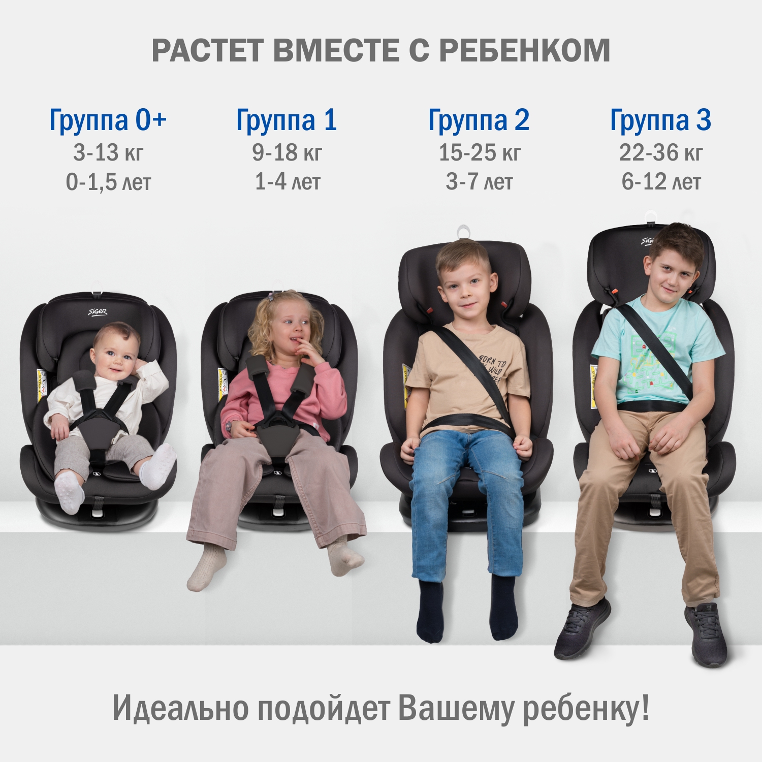 Автокресло SIGER Престиж Isofix Lux 0+/1/2/3 (0-36 кг) серый - фото 11
