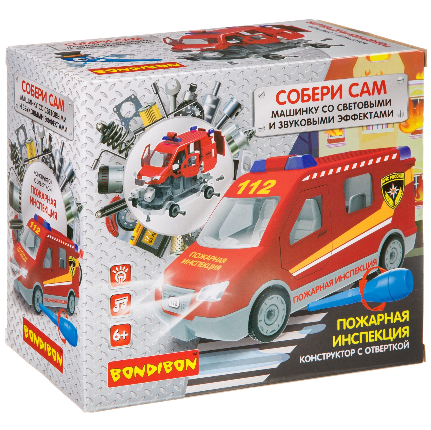 Конструктор Bondibon с отверткой свет звук Пожарые сборная игровая модель - фото 3
