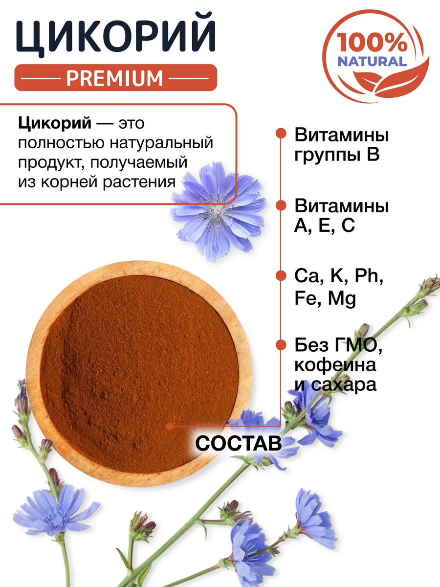 Цикорий растворимый натуральный 180 г Миофарм без кофеина - фото 2