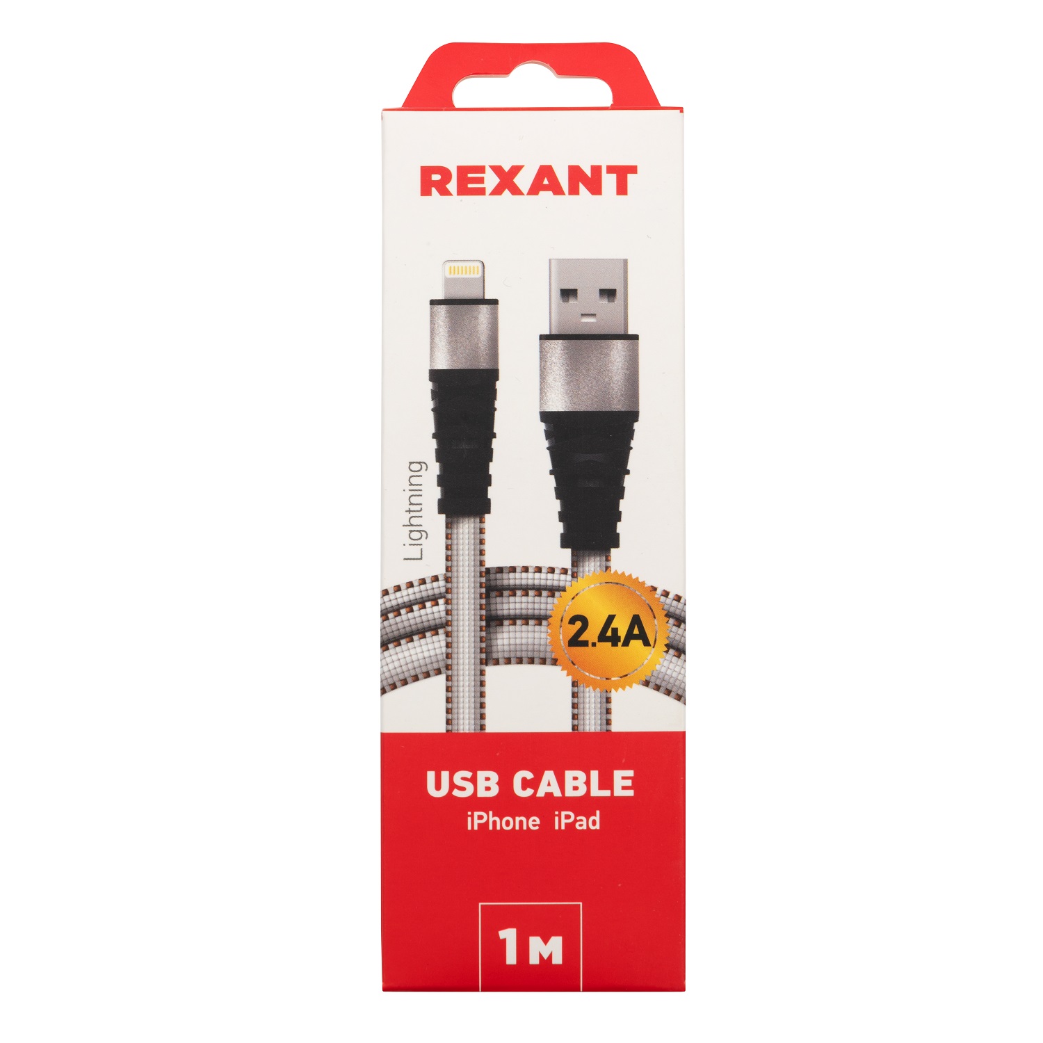 Кабель REXANT USB - Lightning 1 метр в белой нейлоновой оплетке - фото 3