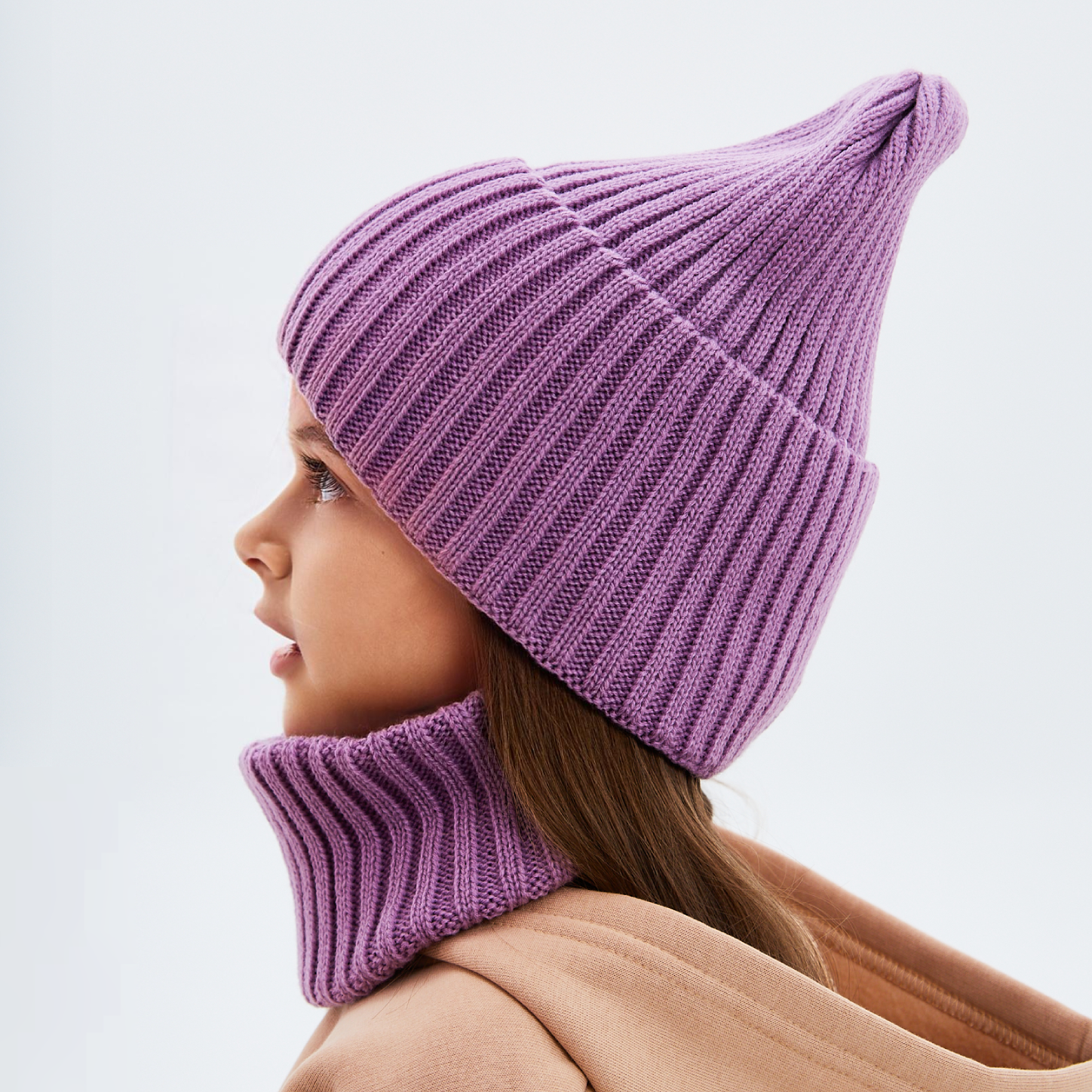Шапка и снуд KUBRIO NYC-H-35-pumpk-lilac - фото 9