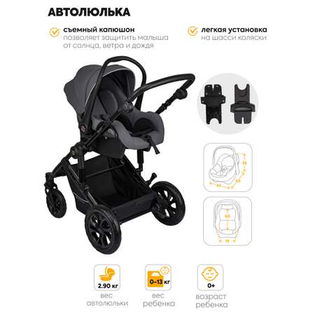 Коляска 3в1 JOVOLA Swift с автолюлькой т.-серый
