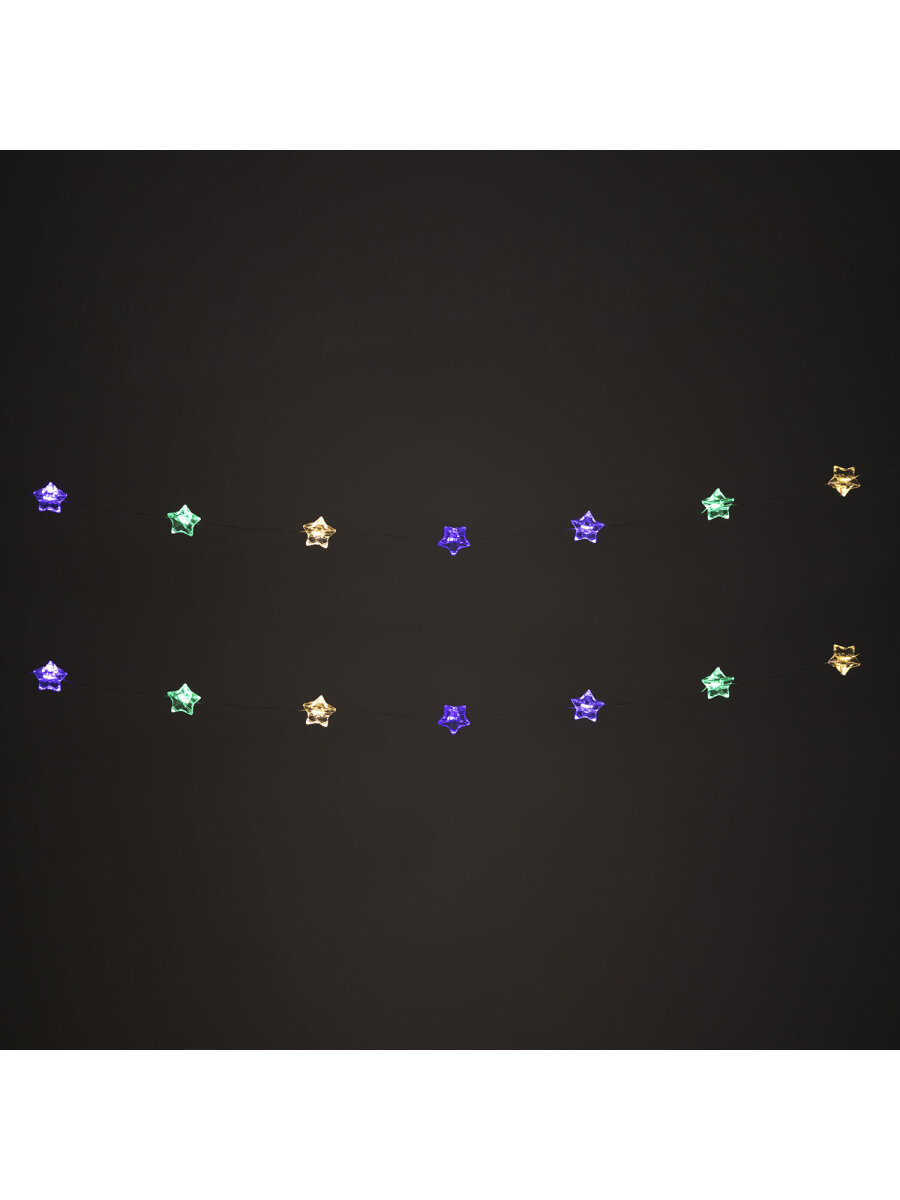 Гирлянда нить новогодняя Золотая сказка интерьерная для дома и на елку 2 м светодиодная на батарейках Звезды - фото 12