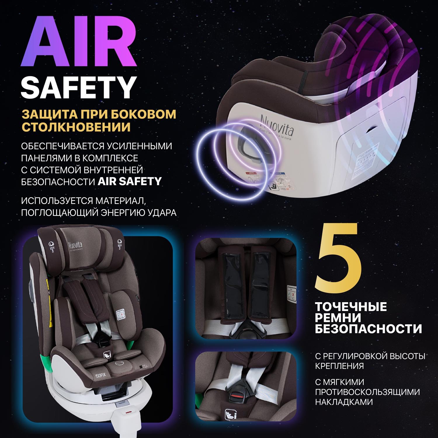 Автокресло Nuovita Maczione NiS1-1 Isofix 0+/1 (0-18 кг) коричневый - фото 7