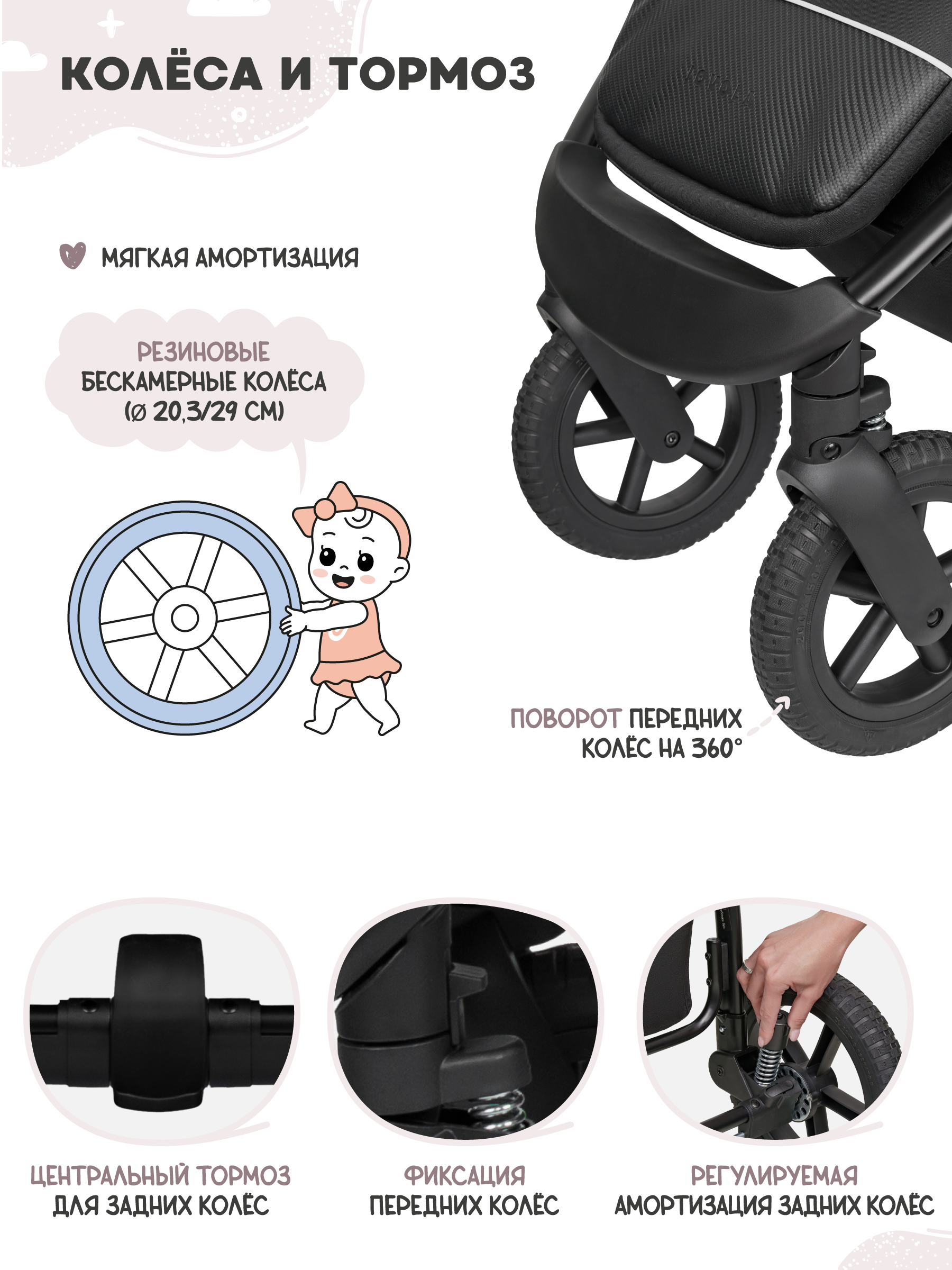 Коляска прогулочная JOVOLA Selena SL, черный - фото 10