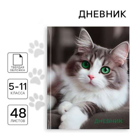 Дневник ArtFox STUDY для 5-11 класса, в твердой обложке, 48 л. \"Кошка\"