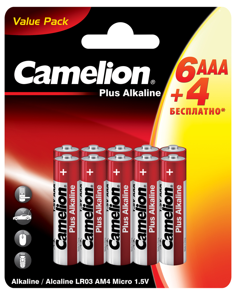 Батарейка алкалиновая Camelion Alkaline LR03-BP6+4 - фото 1