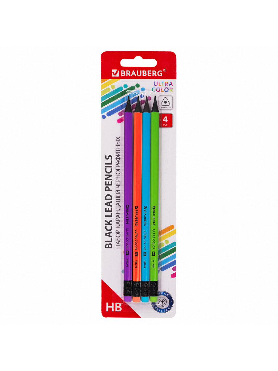 Карандаши чернографитные Brauberg 4 шт. - фото 8
