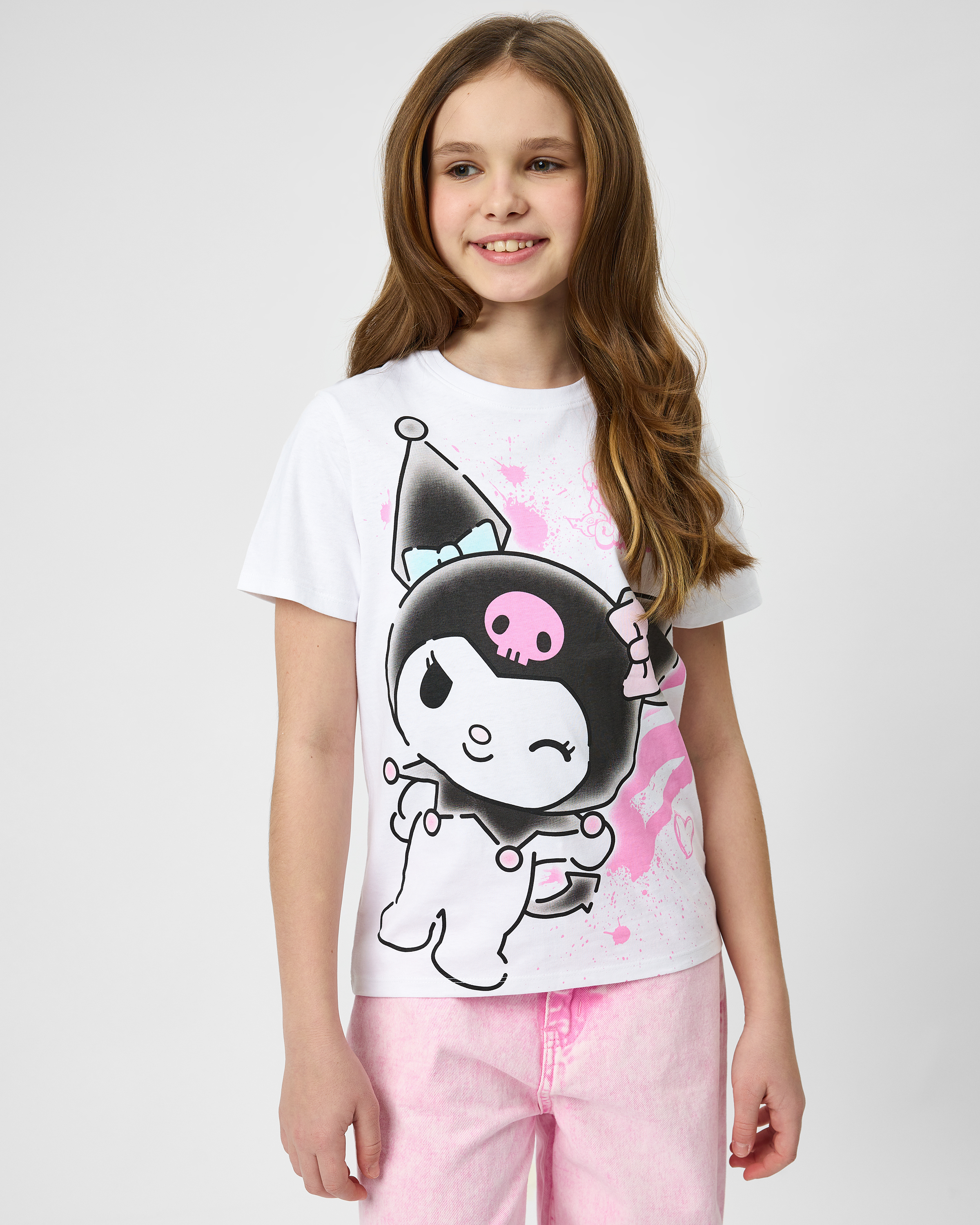 Изображение товара Детская белая футболка HELLO KITTY AND FRIENDS с принтом Куроми 164