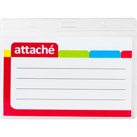 Бейдж Attache 120х87мм (113х70мм)гориз.,металл зажим,тесьма зелен. 10шт/уп
