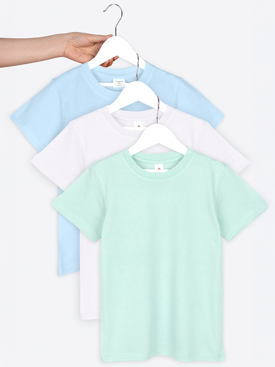 Футболка 3 шт HappyFox HF5501N3белый.голубой.ментоловый - фото 1