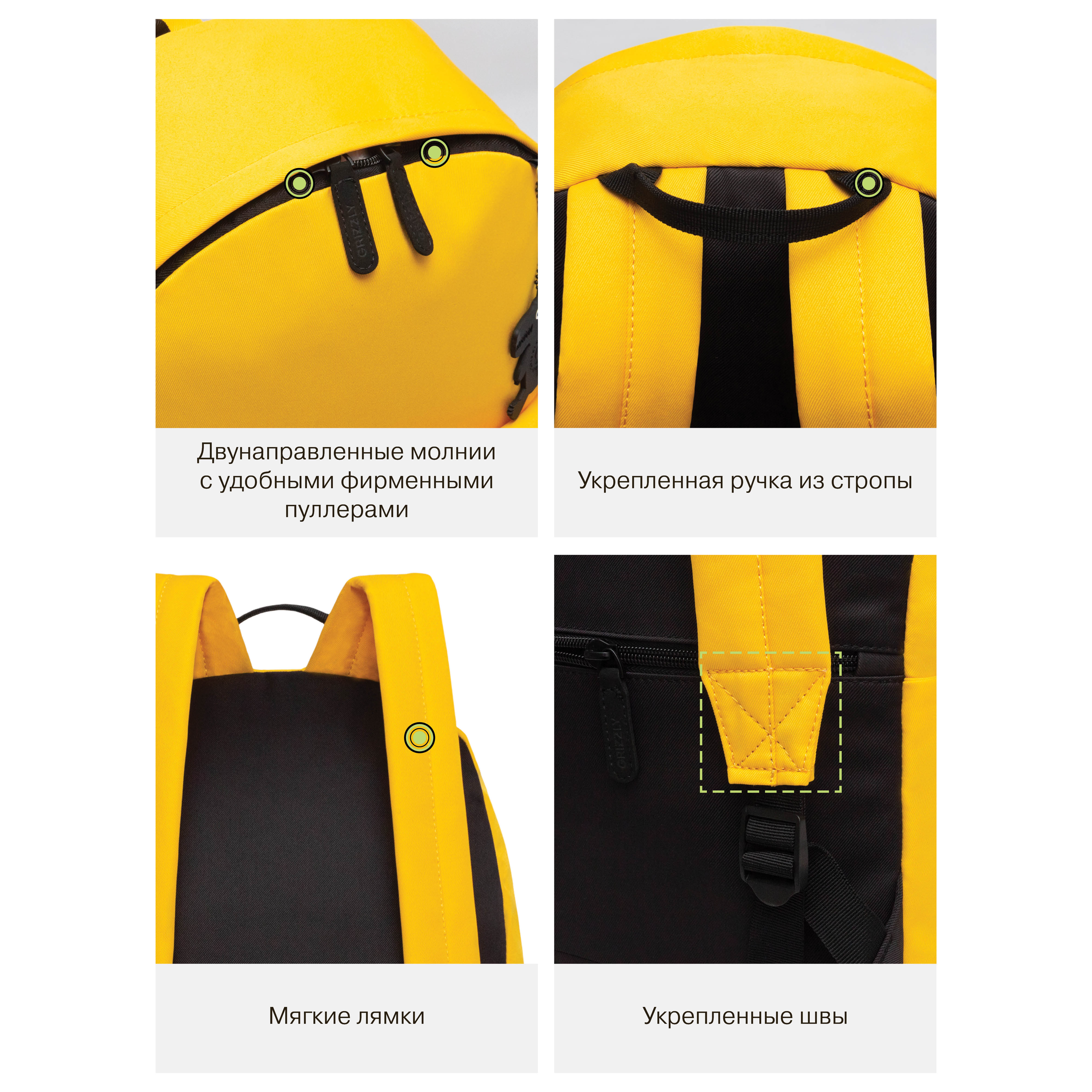 Рюкзак Grizzly желтый - фото 12