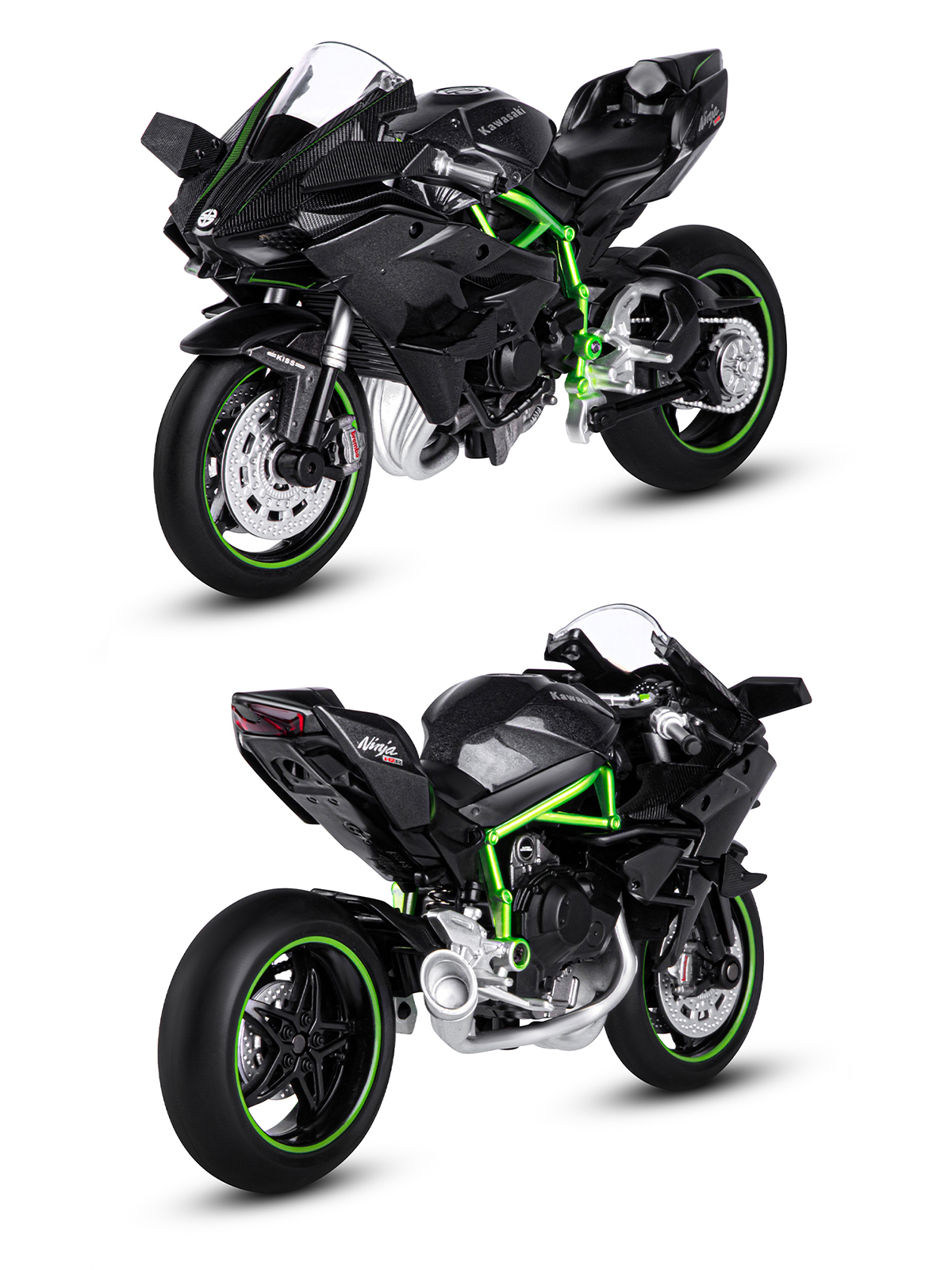 Мотоцикл АВТОпанорама Kawasaki Ninjia H2R 1:12 JB1251573 - фото 10